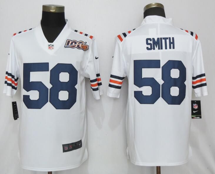 Men Chicago Bears 58 Smith Nike White 2019 100th Season Alternate Classic Retired Player Limited NFL Jerseys